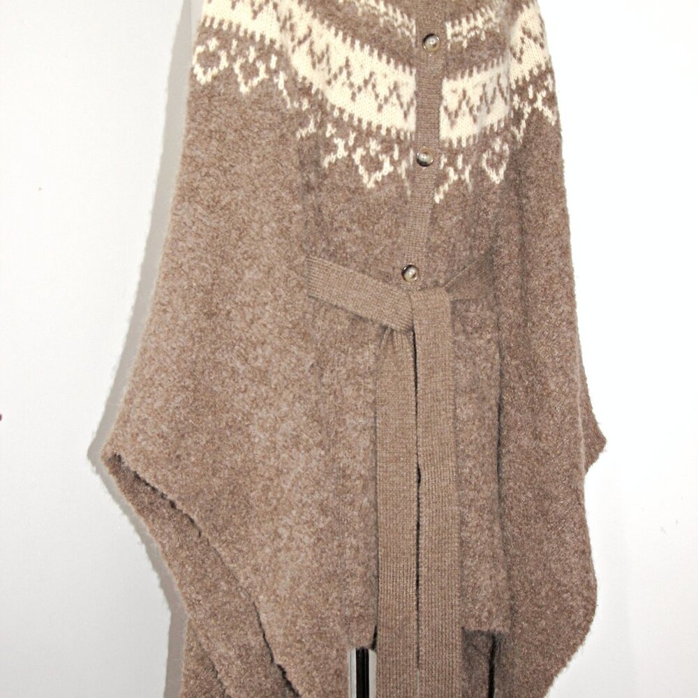 Polo Ralph Lauren Fair Isle Yoke Alpaca Wool Belted Cape Cardigan sz XL/XXL $998 - Picture 10 of 16